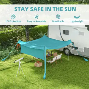 Outsunny Beach Tent Shelter with A Detachable Sidewall, 3 x 3(m), Sky Blue