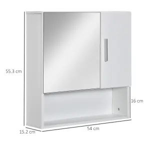 kleankin Bathroom Mirror Cabinet Wall Mount Storage Organizer w/ Door, White