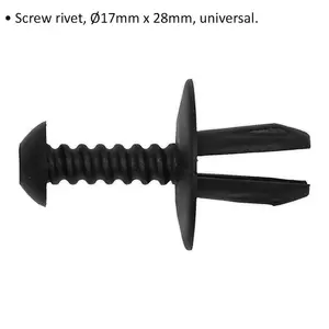 20 PACK Screw Rivet Trim Clip - 17mm x 28mm - Universal Vehicle Fitting