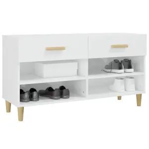 Berkfield Shoe Cabinet High Gloss White 102x35x55 cm Engineered Wood