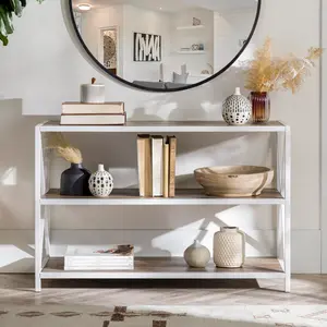 Bremer Bookcase Grey Wash White Metal