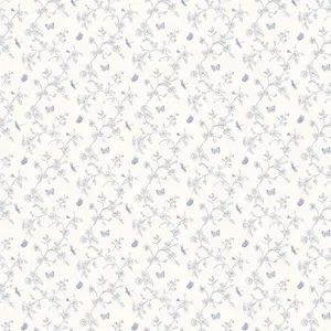 Galerie Miniatures 2 Blue White Small Floral Butterfly Dragonfly Smooth Wallpaper