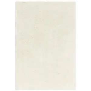 Cream Modern Shaggy Plain Easy To Clean Rug For Dining Room-160cm X 230cm