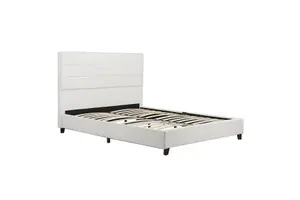 King Size Bed Frame White Boucle Birlea Lucas Fabric 5FT 150cm