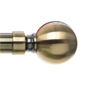 Metal Curtain Pole Set Extendable 40cm to 144cm Antique Brass Ball 25mm Curtain Rail