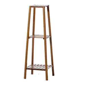 3 Tier Brown Vintage Tiered Indoor Plant Stand Solid Wood Display Shelf 100 cm