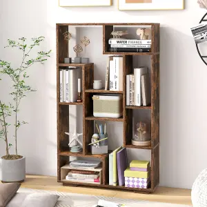 Costway 120cm Tall Bookshelf Modern Geometric Bookcase Book Storage Organizer