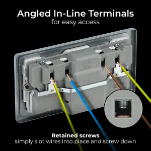 BG 13A Metal Clad Double Switched Socket & A-RCD, Scratch Resistant