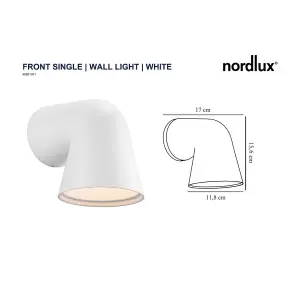 Nordlux Front Single Outdoor Patio Terrace Garden Wall Light In White (Height) 15.6cm