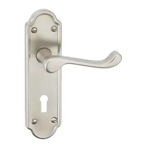 URBNLIVING 174mm Length 12 Pcs Ashworth Metal & Satin Nickel Lever Latch Keyhole Door Handle Set