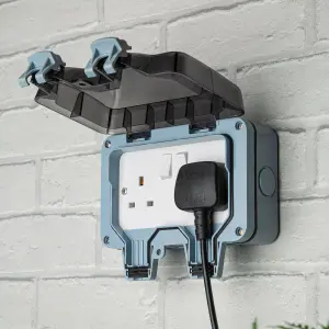 Litecraft IP66 Grey Outdoor Twin Plug Socket Box