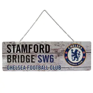 Chelsea FC Rustic Plaque White/Black/Blue (One Size)