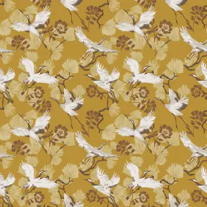 furn. Demoiselle Mustard Yellow Botanical Printed Wallpaper Sample