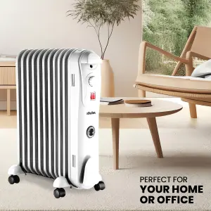 Schallen Portable Electric Slim Oil Filled Radiator Heater with Adjustable Temperature Thermostat 2500W  11 Fin