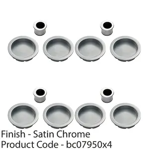 4 PACK - 29mm Sliding Door Rose & 2x 56mm Round Flush Finger Pulls - Satin Chrome