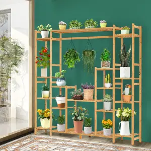 Costway 9-Tier Bamboo Plant Holder Stand Plant Shelf Storage Organizer Display Rack