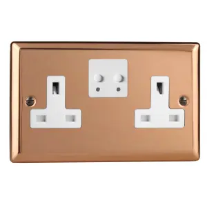 Varilight 2-Gang 13A Single Pole WiFi Switched Socket for V-Pro Smart Supla Polished Copper