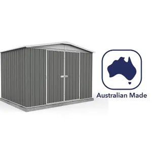 Absco 10ft x 7ft Metal Garden Storage Shed Apex Grey Outdoor Building Single Door