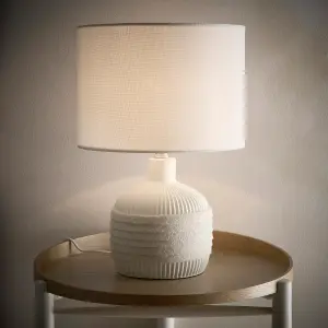 Emilia 40cm Wrapped Ceramic Light Cream Table Lamp