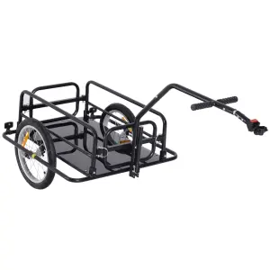 HOMCOM Folding Bicycle Cargo Storage Cart and Luggage Trailer with Hitch