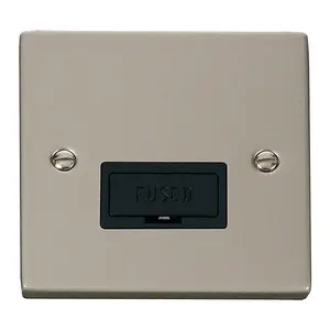 Pearl Nickel 13A Fused Connection Unit - Black Trim - SE Home