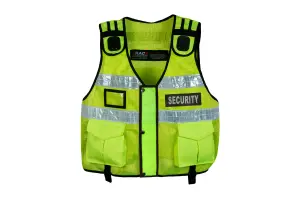 RAC3 High Visibility Security Vest - Multi-Pocket, Body Camera Mount, Breathable Mesh - Fits Up to 5XL ( Yellow )