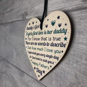 Red Ocean Daddys Girl Fathers Day Gift Wooden Heart Gifts For Dad From Daughter Daddy Gifts Keepsake