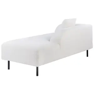 Left Hand Boucle Chaise Lounge White LE CRAU