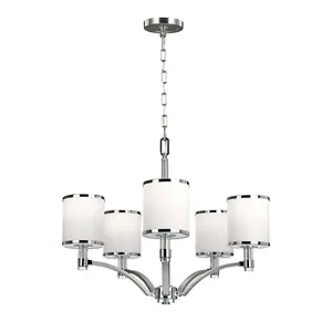 5 Bulb Chandelier Hanging Pendant Ceiling Light Satin Nickel/Chrome LED E27 60W Bulb