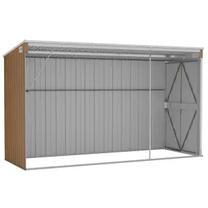 Berkfield Wall-mounted Garden Shed Brown 118x288x178 cm Galvanised Steel