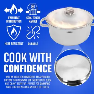 24Cm Casserole Dish Saucepan Pot Handle Cookware Set Pan Stainless Steel