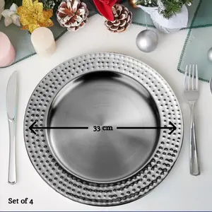 Interiors by Premier 33cm Set of 4 Stainless Steel Charger Plate Set, versatile Dinnerware Set Charger Plates for all Ocassions