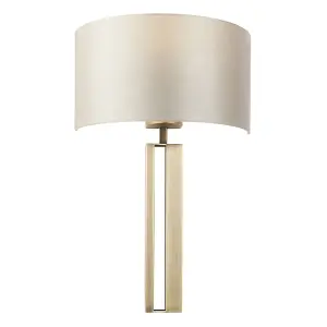 Luminosa Macerata Wall Lamp Matt Antique Brass Plate & Mink Satin Fabric