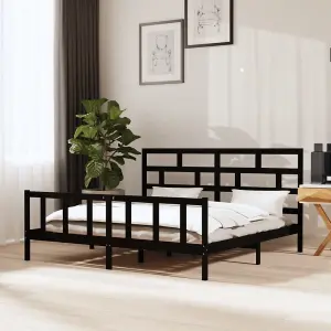 Berkfield Bed Frame Black Solid Wood Pine 200x200 cm