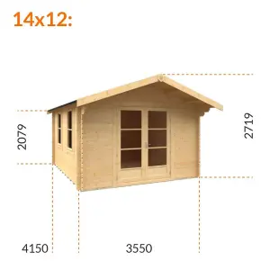 14ft x 12ft (4150mm x 3550mm) Horsforth "The Topeka" 28mm Log Cabin With 2 Opening Windows