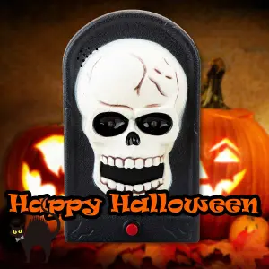 Halloween Spooky Doorbell with Flashing LED Lights Trick or Treat  Skull