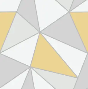 Fine Décor Apex Grey & yellow Geometric Metallic effect Smooth Wallpaper