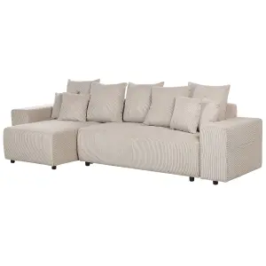 Corner Sofa LUSPA Taupe Corduroy Right Hand