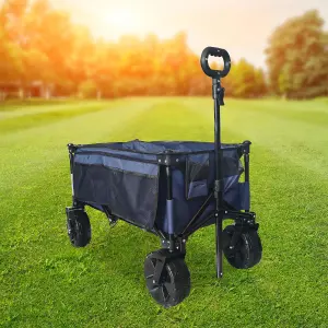 4 Wheeled Folding Pull Along Wagon Trolley Cart 100kg Load