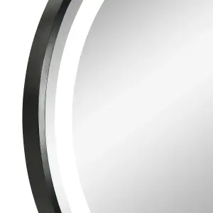 kleankin Wall Mounted Round LED Bathroom Mirror with 3 Light Colours, Black