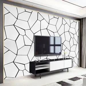 Black Modern Abstract Geometric Removable Patterned Wallpaper