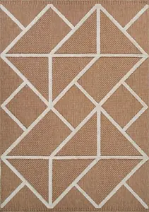 Harper Diamond Pattern Water Resistant Garden Rug Indoor Outdoor Area Rugs Cream 50x80 cm