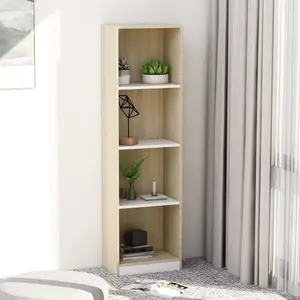 Attwood Bookcase Sonoma Oak/White / 142cm H x 40cm W x 24cm D