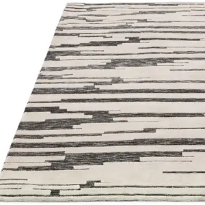 Charcoal Abstract Modern Rug Easy to clean Living Room and Bedroom-160cm X 230cm