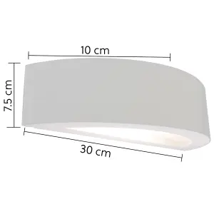 Ceramic Full Semi-Circle Wall Light, Up and Down Light White Paintable Finish E14 socket (NO BULB)