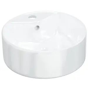 Belfry Bathroom Cavan Ceramic Round Sink with Overflow White / 14.5cm H x 40m W x 40cm D