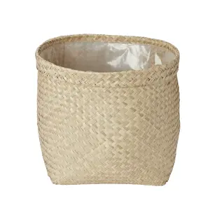 GoodHome Natural Herringbone Seagrass Plant pot (Dia) 35cm, (H)29cm