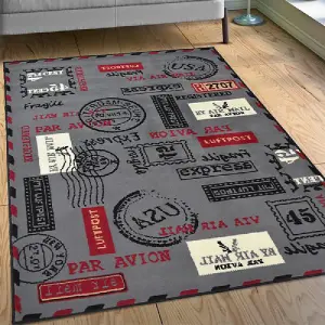 Grey Postcard Design Rug - Texas