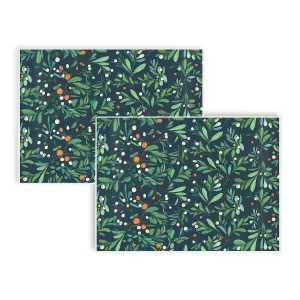 Purely Home Large Rectangle Botanical Mistletoe Christmas Worktop Protectors - Set of 2