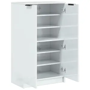 Shoe Cabinet High Gloss White 59x35x100 cm Engineered Wood